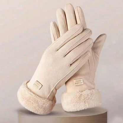 1pair Women's Thermal Lined Cycling Gloves