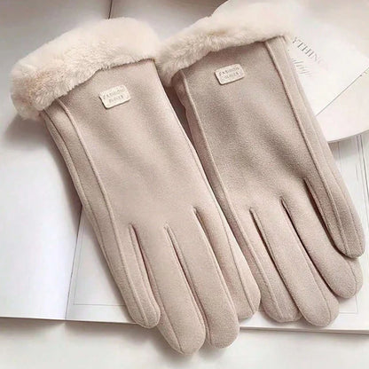 1pair Women's Thermal Lined Cycling Gloves