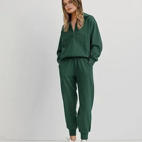 Premium Cozy Set – Soft Half-Zip Top & Relaxed Jogger Pants