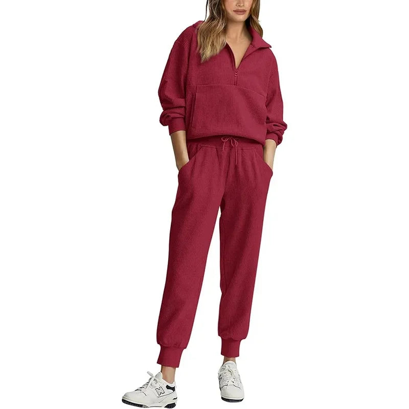 Premium Cozy Set – Soft Half-Zip Top & Relaxed Jogger Pants