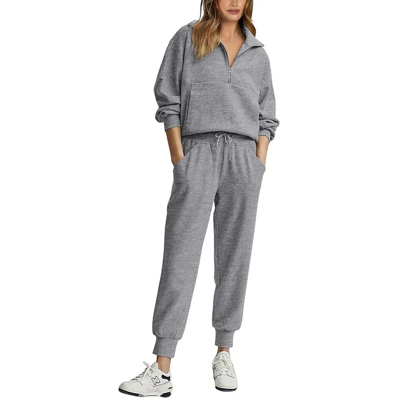 Premium Cozy Set – Soft Half-Zip Top & Relaxed Jogger Pants
