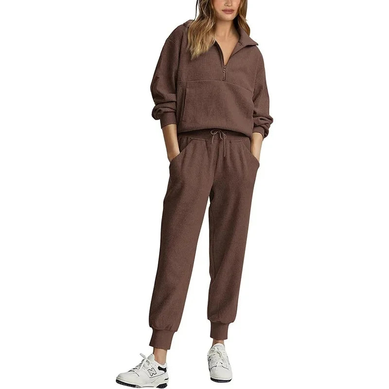 Premium Cozy Set – Soft Half-Zip Top & Relaxed Jogger Pants