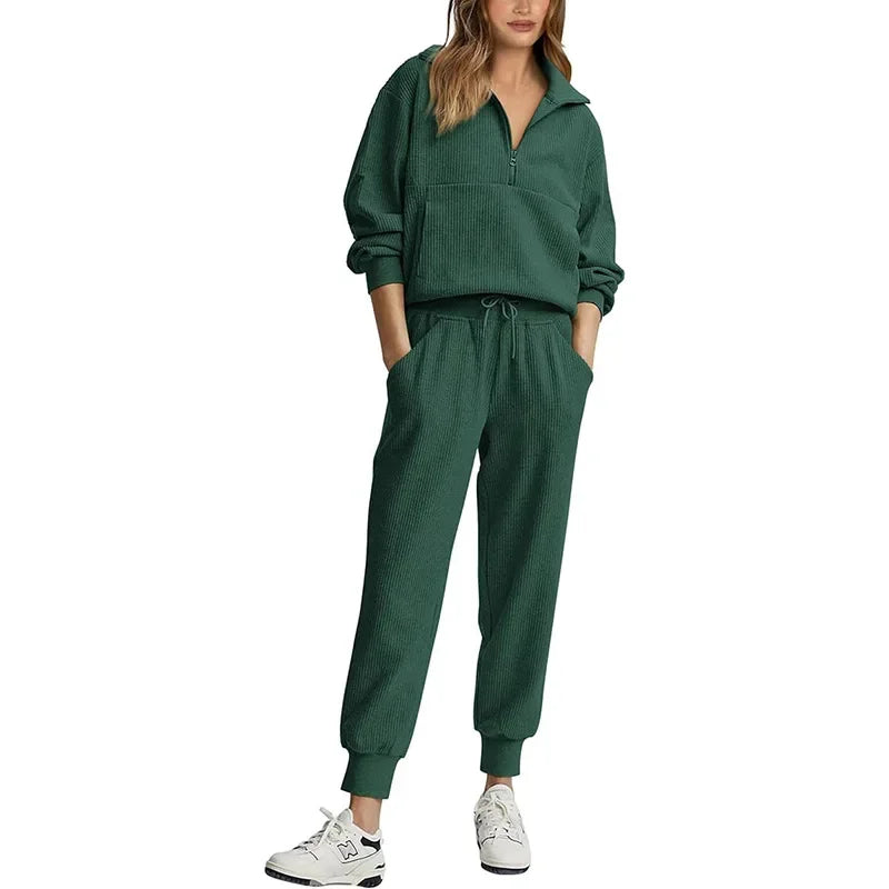 Premium Cozy Set – Soft Half-Zip Top & Relaxed Jogger Pants